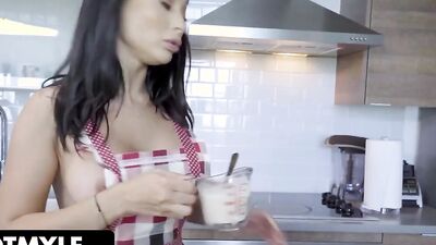 Busty Milf Gets Pounded On The Kitchen Floor By Her Stepson