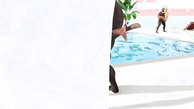 Group sex on the island. Black big guys fuck hot horny girls