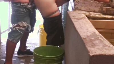 PERVERT STEPBROTHER RECORDS HIS CUTE LITTLE SISTER WASHING CLOTHES AND THEN FUCKS HER