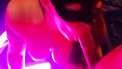 The leggings split with that big rich pussy the cuckold watching as his wife sucks it all off me