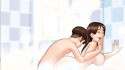 Summertime Saga #143 - Girl Masturbating in Shower gets Fucked Huge Milky Tits