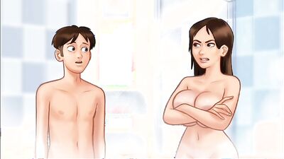 Summertime Saga #143 - Girl Masturbating in Shower gets Fucked Huge Milky Tits