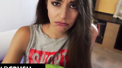 Dad Crush - Skinny Girl With Pretty Ass Swallows Her Stepdads Cock To Make Up For Her Bad Grades