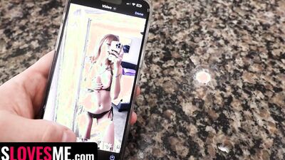 Sexy Stepsis Is Sending Stepbro Nude Videos From The Bathroom, Showing Off Her Sweet Tits