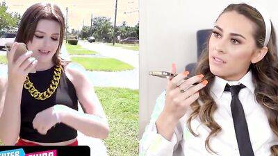 Mischievous Teen Girls Cuffed And Disciplined By Their Uniformed Step Fathers (Mackenzie Mace, Alex Kane)