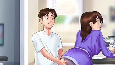 Risk of my teen stepsister catch us in the kitchen makes my stepmom horny. Morning quickie - Summertime Saga - Debbie 4