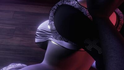 3D huge boobs slut got fucked so hard by two big black cocks