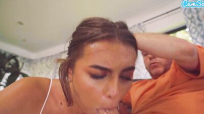 Camsoda - Hot Amateur Teen Masturbates In The Car Wash Then Fucked By Step-Brother