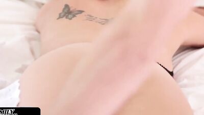Family Strokes - Busty Milf In Sexy Lingerie Fucks Her Stepdaughter And Her Bf For Breakfast