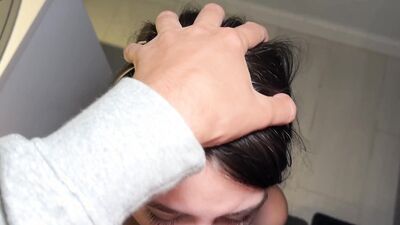 Step Brother Rough Use Step Sister Mouth When She Cooking in Little Panties and Cum on Face!!