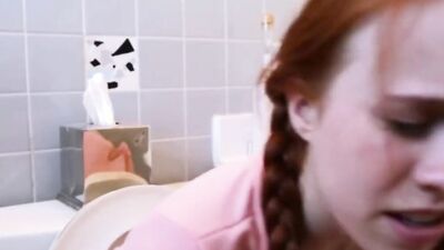 Petite Redhead Teen Gets Stuck In Toilet & Fucked By Friend’s Step Dad