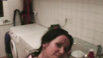 Son Seduce German Stepmom to Fuck in kitchen When Step Dad away