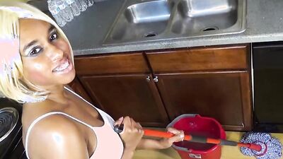 Big Breasted Step Daughter Clean Up Before Step Dad Get Home HD