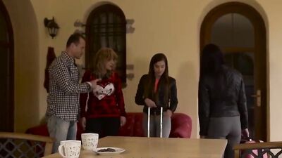 DADDY4K. Two step daughters have fun with mom&#'s new bf