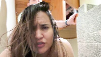 I fuck my stepsister on the stairs and I cum in her mouth