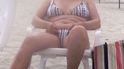 On the beach I expose myself and masturbate in front of my brother-in-law before fucking me
