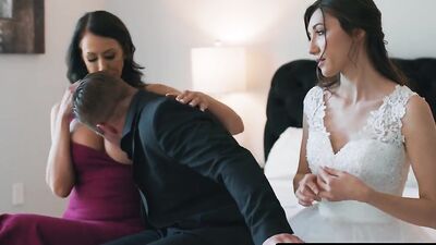 PURE TABOO Bride Maya Woulfe Caught Anxious Fiance Sucking His Caring Stepmom Reagan Foxx's Breasts