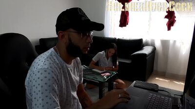 My stepdaughter is a total slut and she decides to seduce me to feel my huge cock in her tight pussy