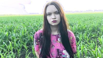 Stepsister got nervous in the cornfield and found comfort in her stepbrother's big cock