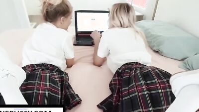 Jay Rock, Riley Star And Chloe Temple In Petite Step Sis And Her Bestie Take Turns Riding St_1