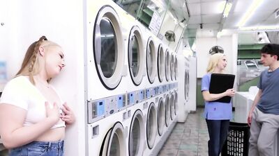 Christie Stevens Eva Nyx Family Threesome At Laundromat.