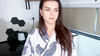Milky Stepmother's Boner was Licked by Her Stepson on the Kitchen
